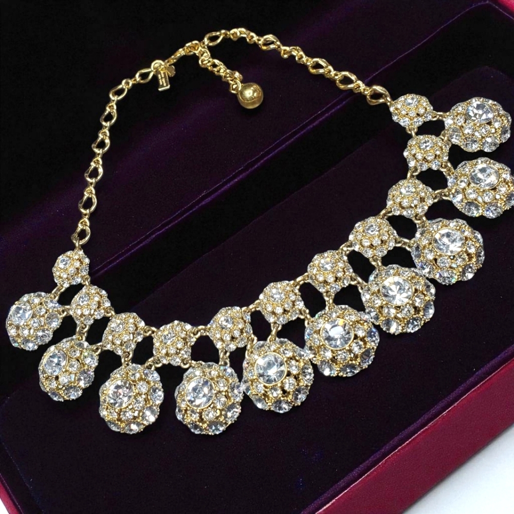 kate spade Gold Crystal Floral Bib Necklace